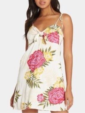 Billabong White Mini Dress with Pink & Yellow Floral Print